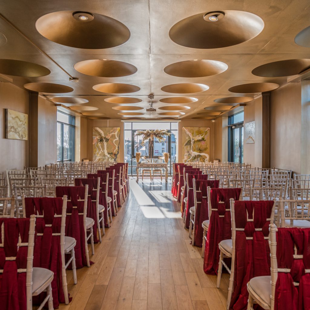 Beautiful Bridge Room Ceremony at The Left Bank