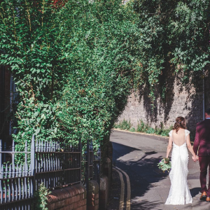 A couple on their wedding day